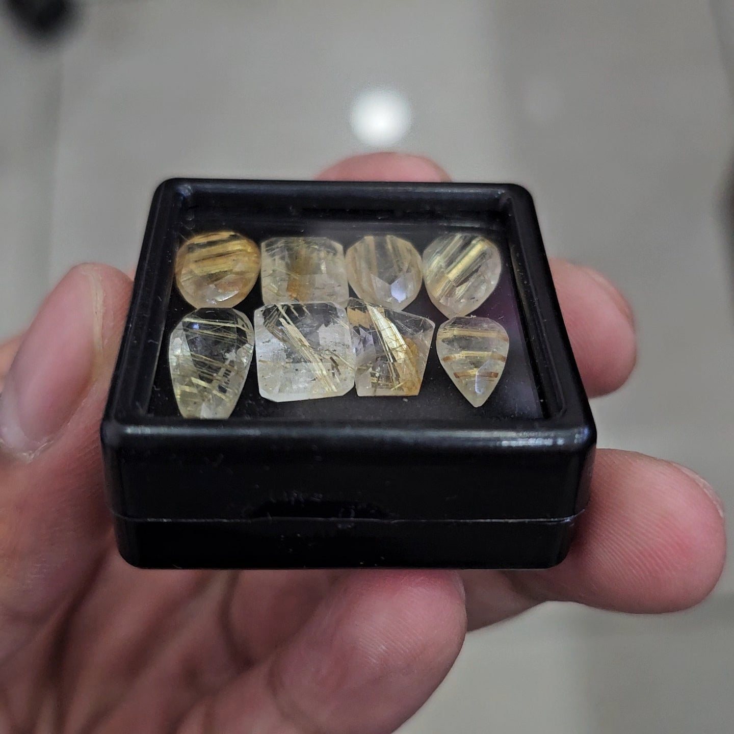 8Pcs Natural Golden Rutile Quartz Faceted | Shape: Mix | Size: 11-17mm