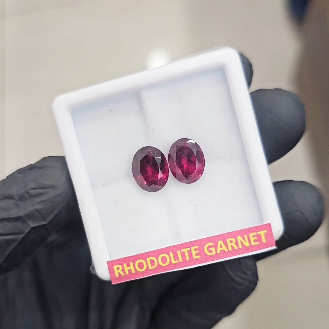 2 Pcs Natural Rhodolite Garnet Faceted | Shape: Oval | Size: 10x8mm - The LabradoriteKing