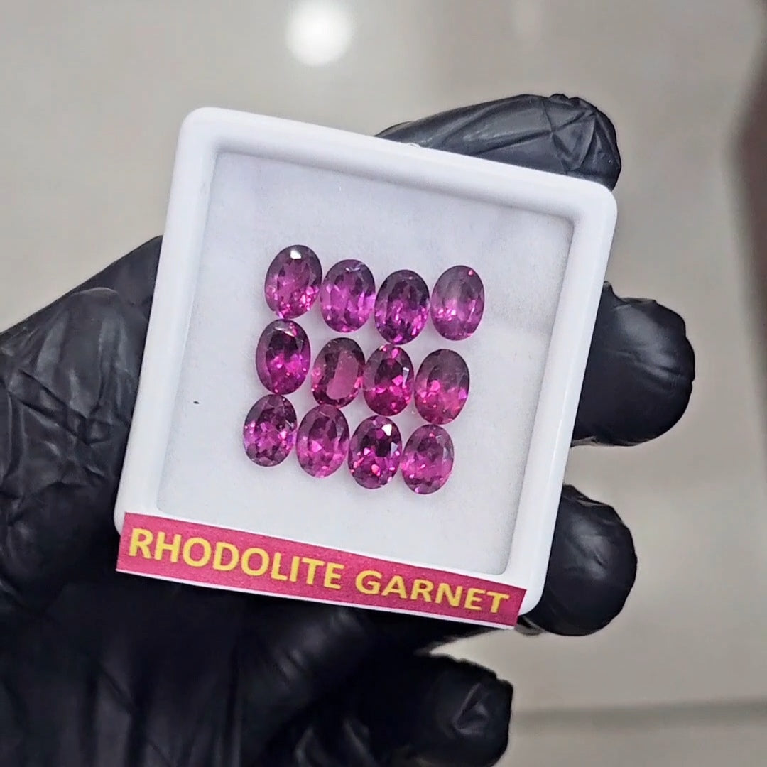 12 Pcs Natural Rhodolite Garnet Faceted | Shape: Oval | Size: 7x5mm