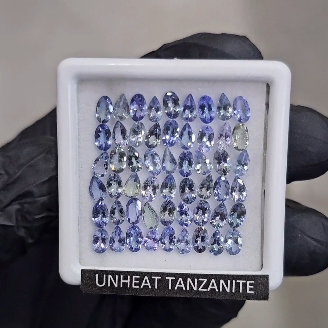 54 Pcs Of Natural Unheated Tanzanite Faceted | Shape: Oval & Pear | Size: 5x3mm - The LabradoriteKing