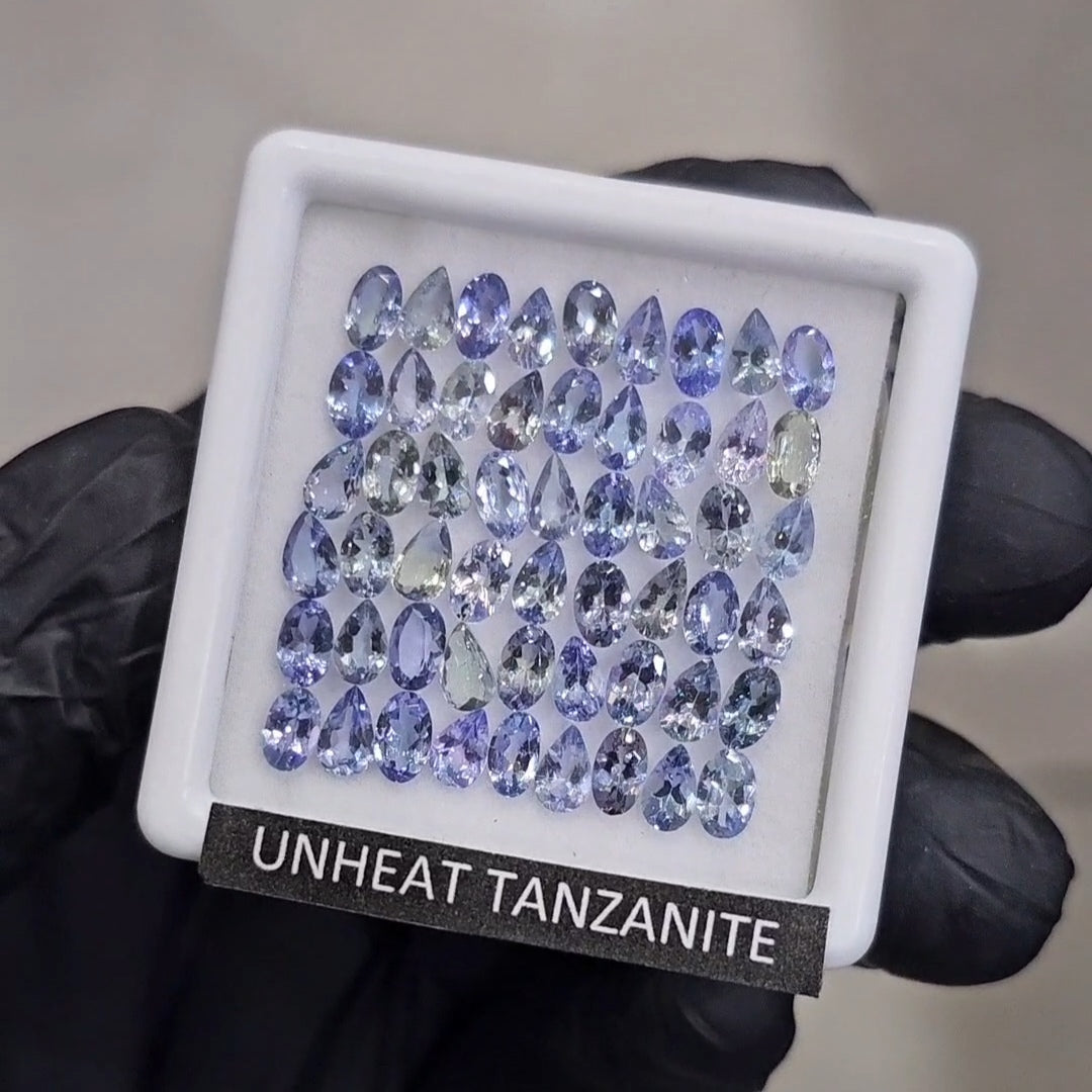 54 Pcs Of Natural Unheated Tanzanite Faceted | Shape: Oval & Pear | Size: 5x3mm - The LabradoriteKing