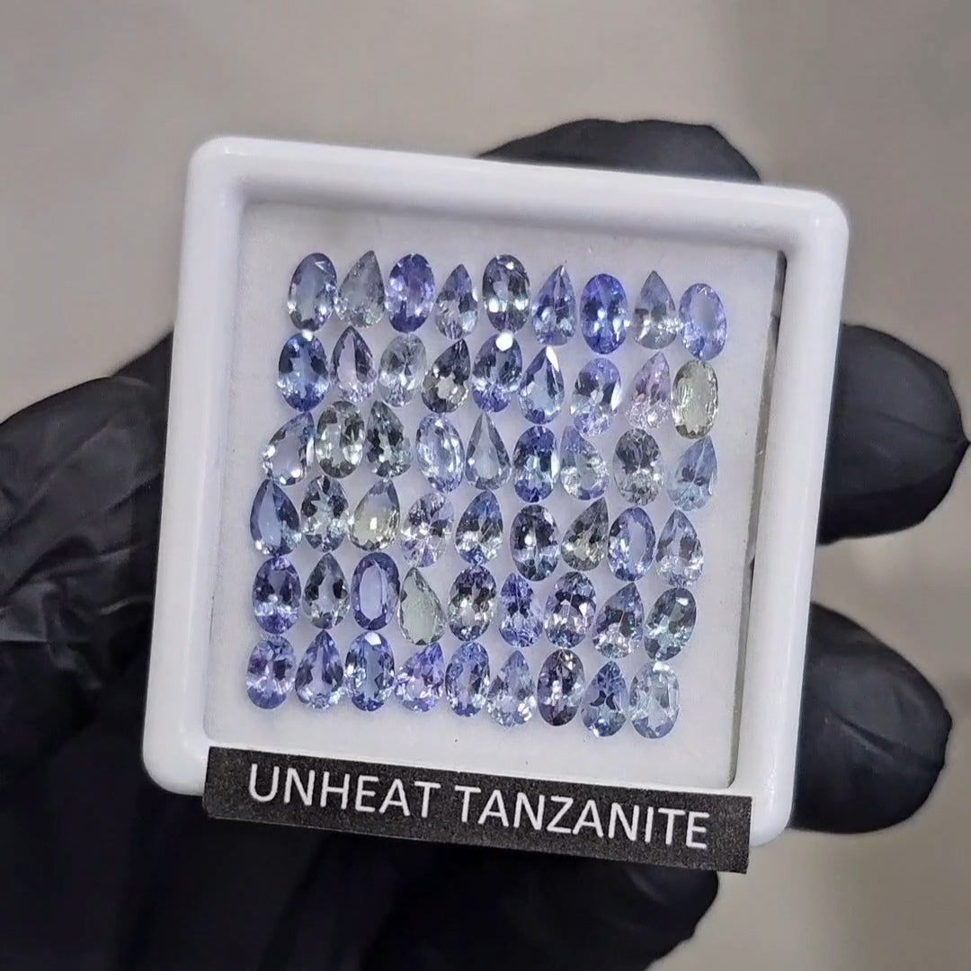 54 Pcs Of Natural Unheated Tanzanite Faceted | Shape: Oval & Pear | Size: 5x3mm - The LabradoriteKing