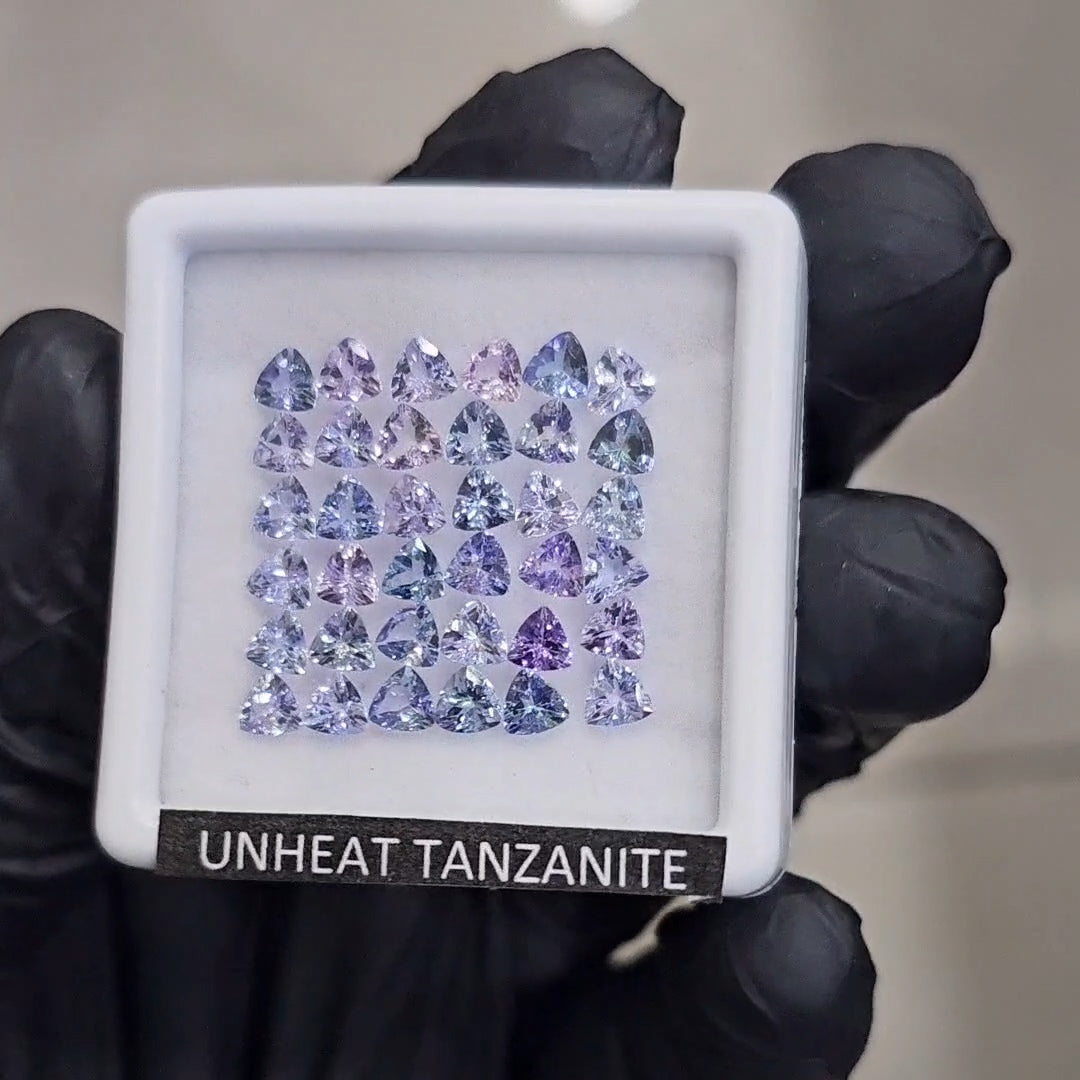 36Pcs Of Natural Unheated Tanzanite Faceted | Shape: Trillion | Size: 4mm