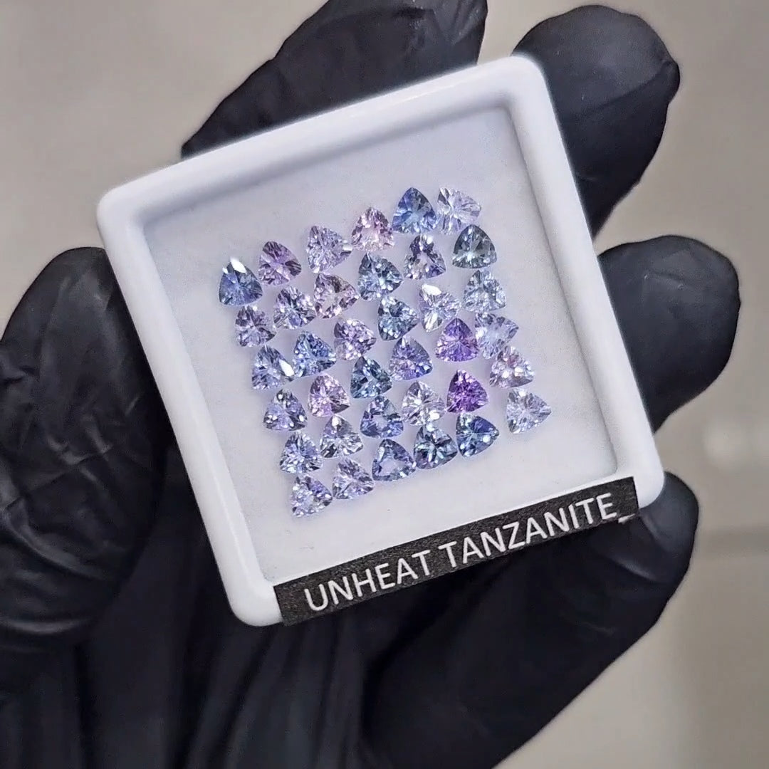 36Pcs Of Natural Unheated Tanzanite Faceted | Shape: Trillion | Size: 4mm