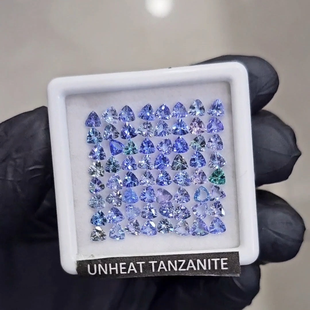 64Pcs Of Natural Unheated Tanzanite Faceted | Shape: Trillion | Size: 3mm