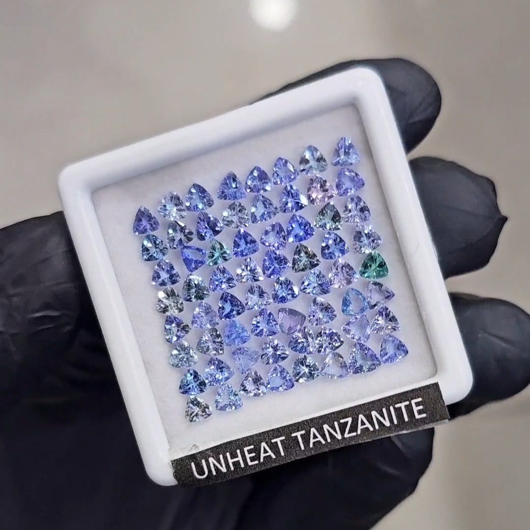 64Pcs Of Natural Unheated Tanzanite Faceted | Shape: Trillion | Size: 3mm