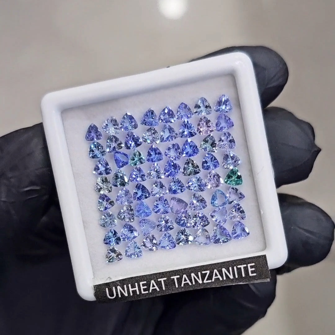 64Pcs Of Natural Unheated Tanzanite Faceted | Shape: Trillion | Size: 3mm