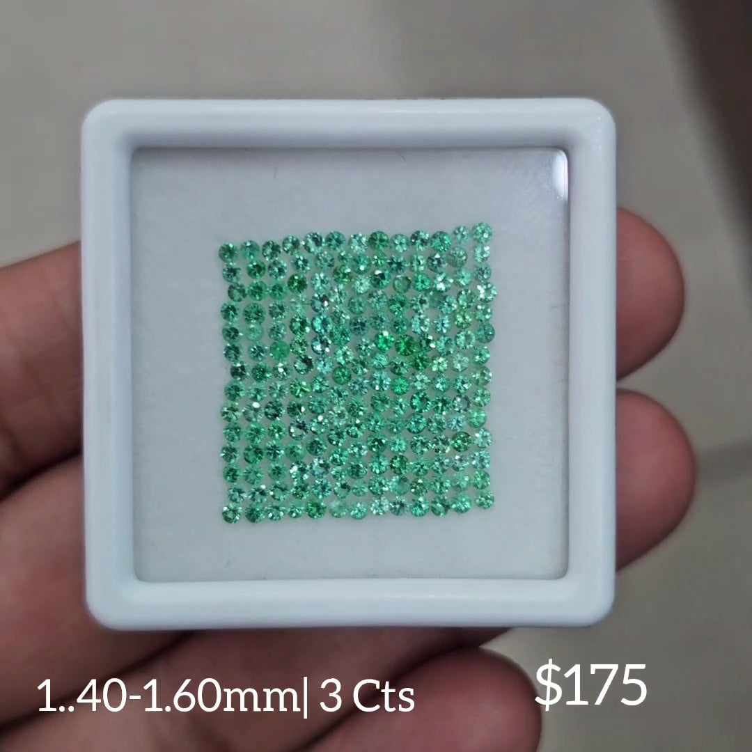 1 Box Of Natural Colombia Emerald Diamond Cut | Shape: Round | Size: 1.40-1.60mm - The LabradoriteKing