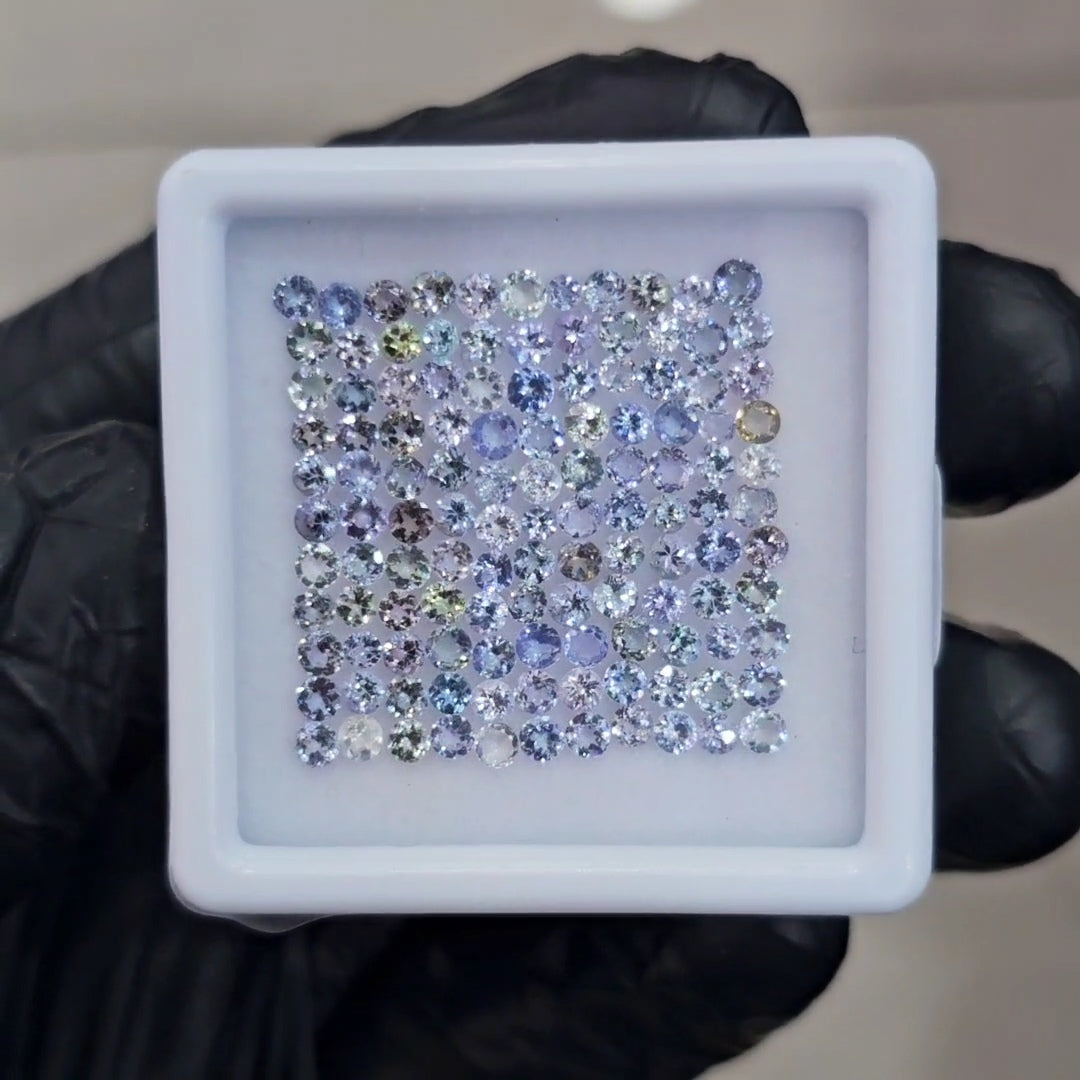 121 Pcs Of Natural Unheated Tanzanite Faceted | Shape: Round | Size: 2mm