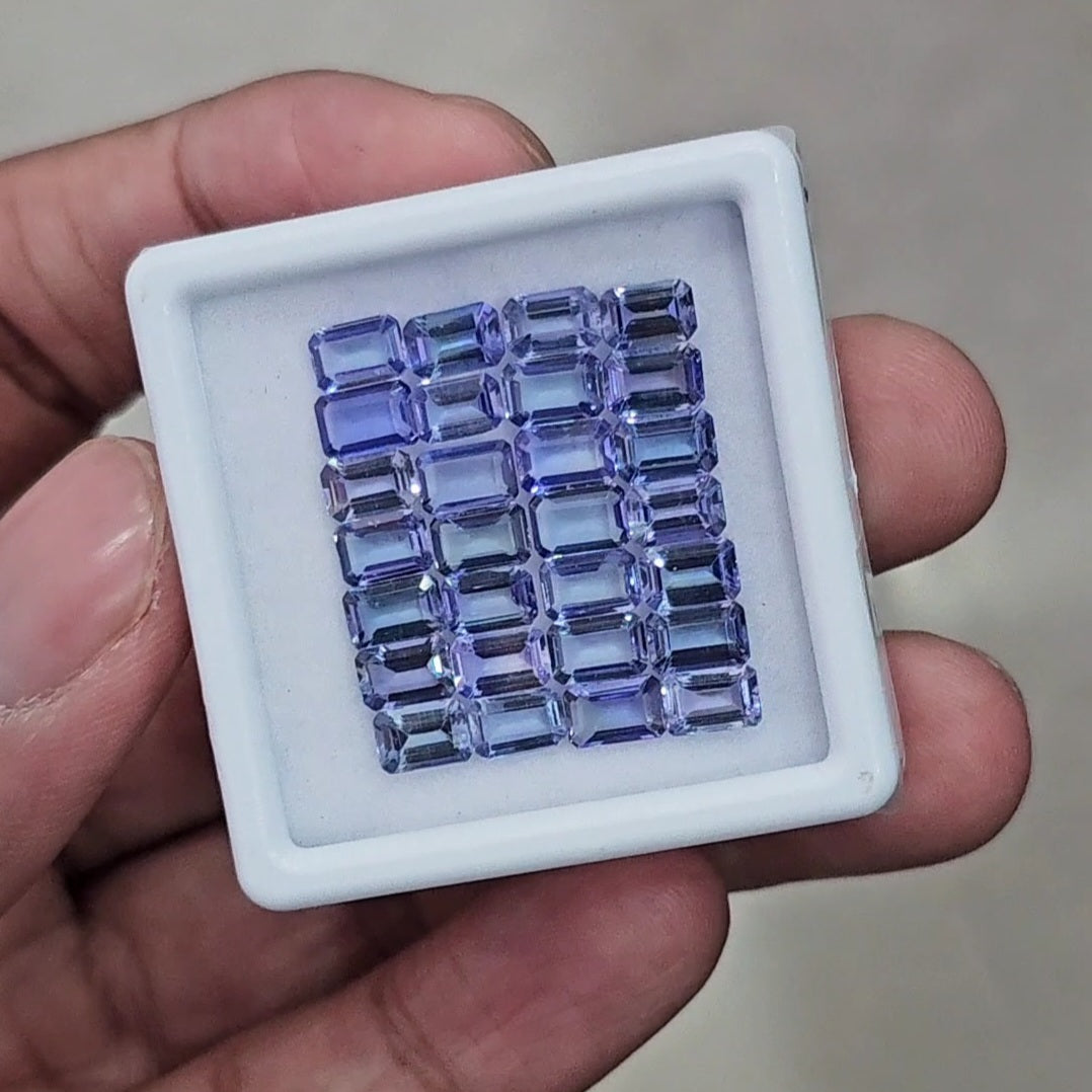 28 Pcs Of Natural Unheated Tanzanite Faceted | Shape: Rectangle | Size: 6x4mm