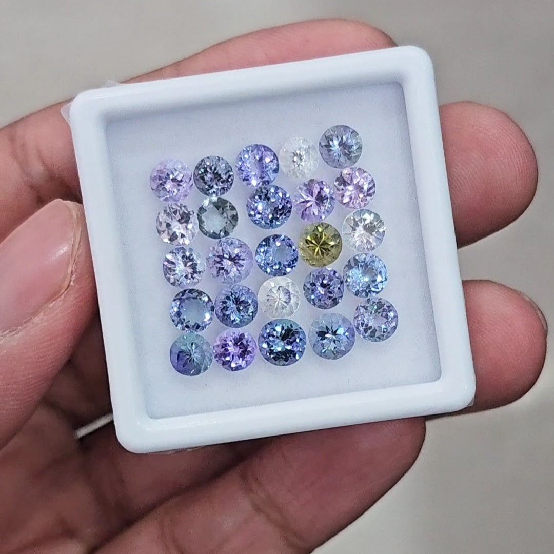 25 Pcs Of Natural Unheated Tanzanite Faceted | Shape: Round | Size: 4-5mm