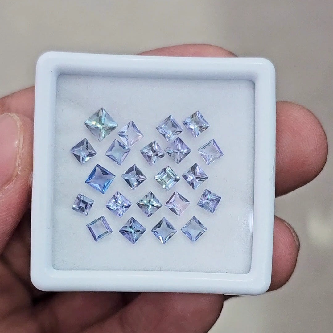 22 Pcs Of Natural Unheated Tanzanite Faceted | Shape: Square | Size: 3-5mm
