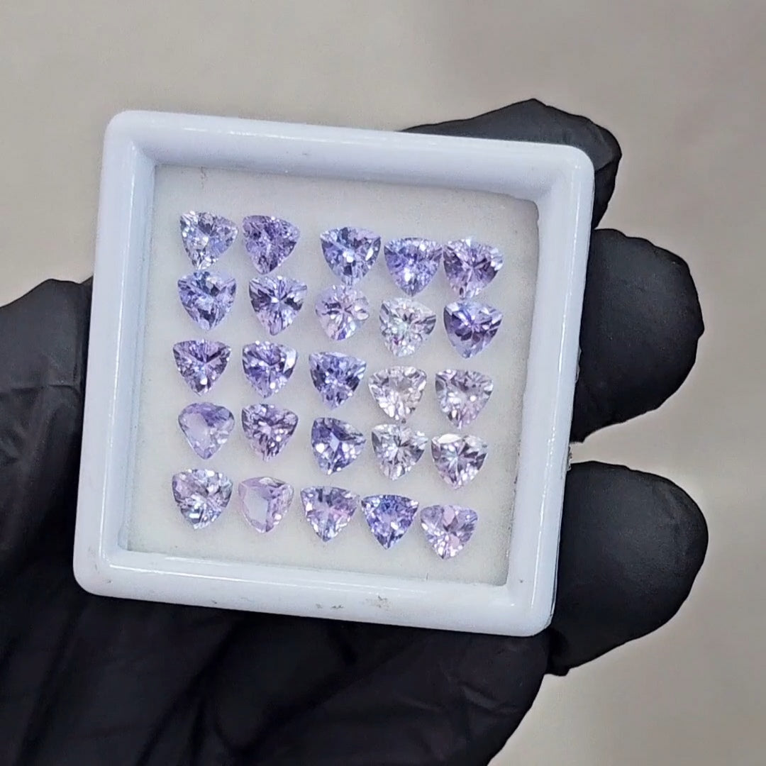 25 Pcs Of Natural Lavender Pink Unheated Tanzanite Faceted | Shape: Trillion | Size: 5mm - The LabradoriteKing