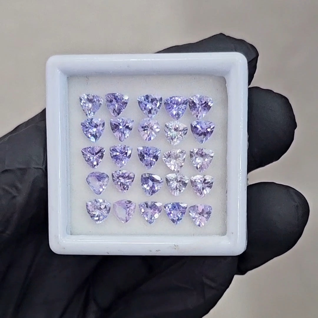 25 Pcs Of Natural Lavender Pink Unheated Tanzanite Faceted | Shape: Trillion | Size: 5mm - The LabradoriteKing