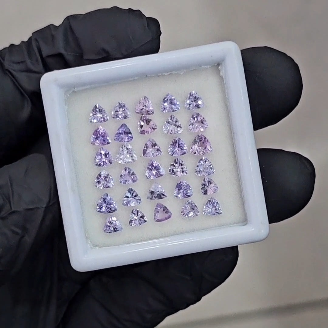 30 Pcs Of Natural Lavender Pink Unheated Tanzanite Faceted | Shape: Trillion | Size: 4mm - The LabradoriteKing