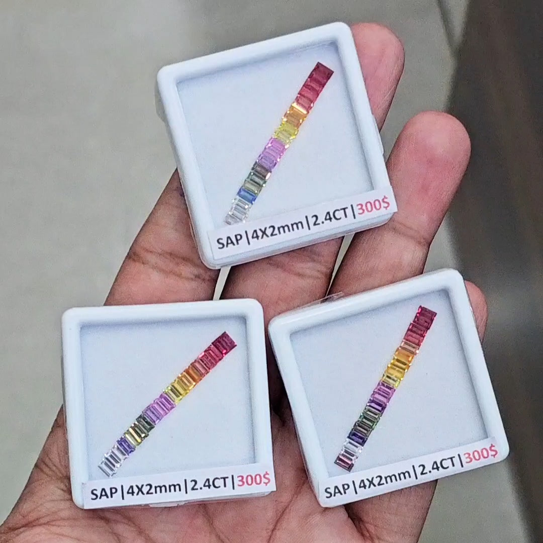 1 Box Of Natural Heated Sapphire | 4x2mm| Rectangle | Ideal Cut - The LabradoriteKing