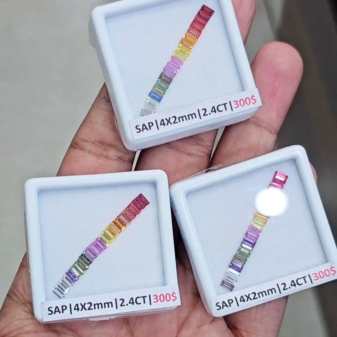 1 Box Of Natural Heated Sapphire | 4x2mm| Rectangle | Ideal Cut - The LabradoriteKing