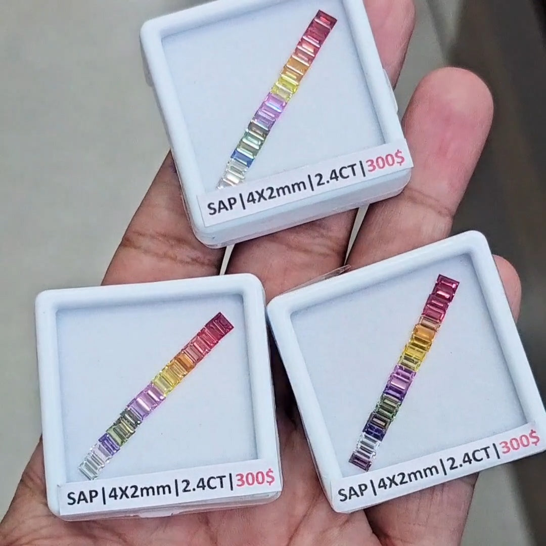 1 Box Of Natural Heated Sapphire | 4x2mm| Rectangle | Ideal Cut - The LabradoriteKing