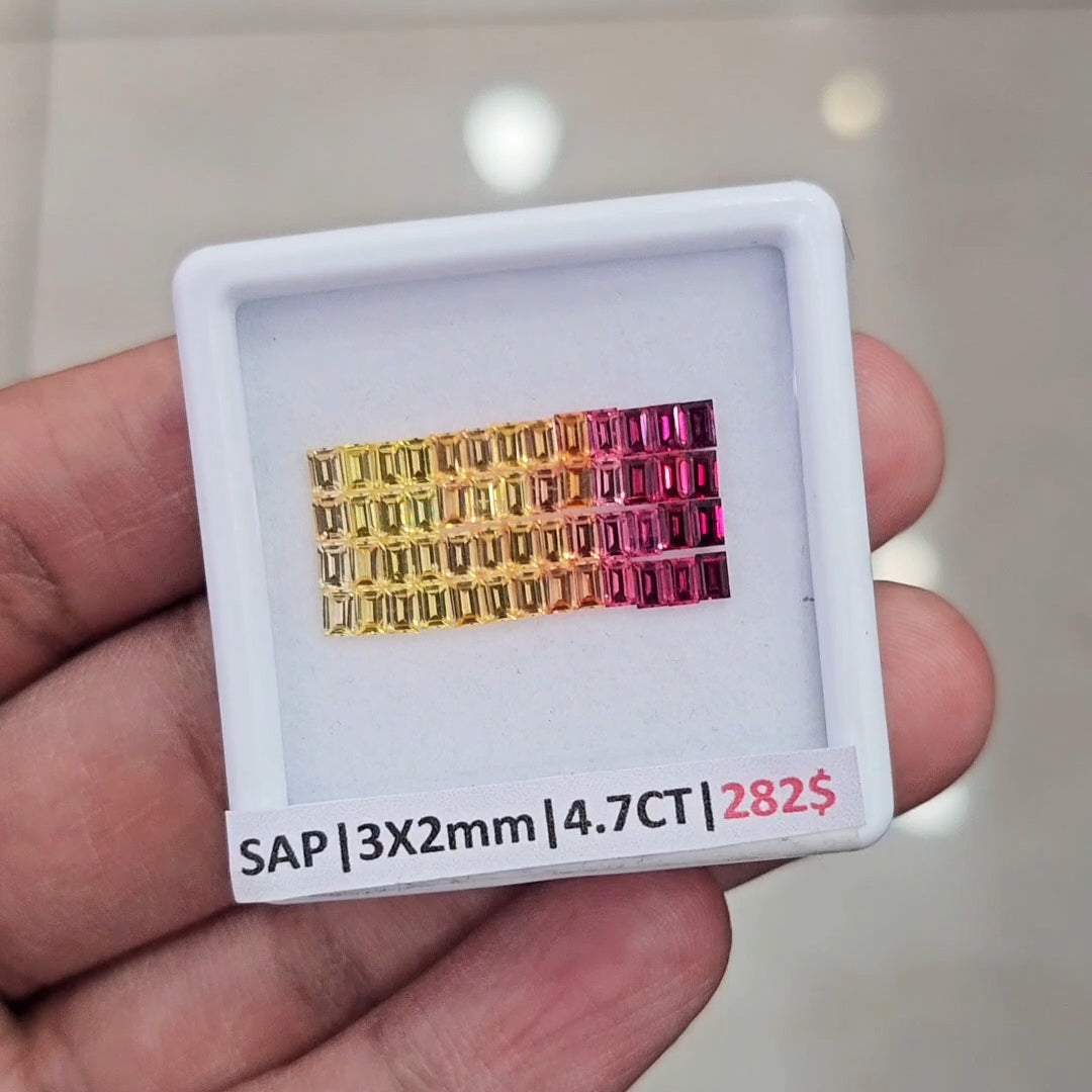 1 Box Of Natural Fire Color Heated Sapphire | 3x2mm| Rectangle | Ideal Cut - The LabradoriteKing