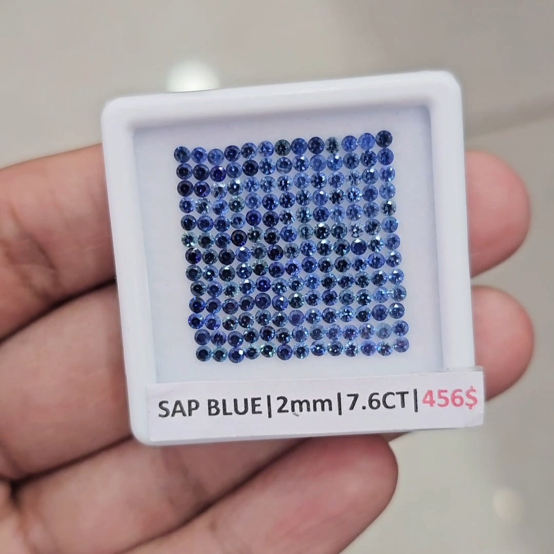 1 Box Of Natural Blue Sapphire From Sri Lanka | 2mm| Round Ideal Cut - The LabradoriteKing