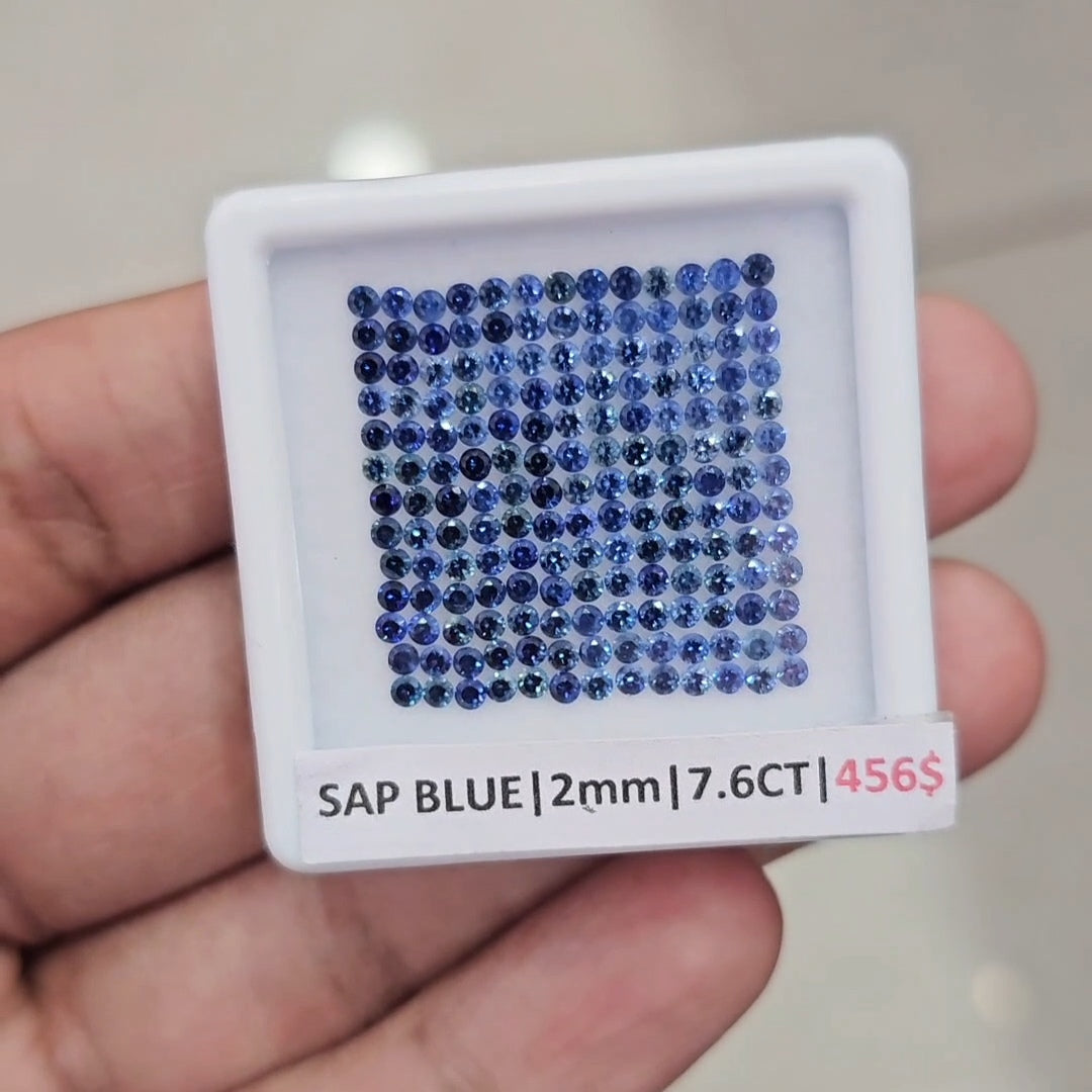 1 Box Of Natural Blue Sapphire From Sri Lanka | 2mm| Round Ideal Cut - The LabradoriteKing