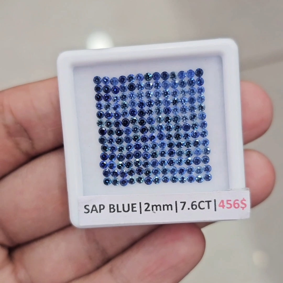 1 Box Of Natural Blue Sapphire From Sri Lanka | 2mm| Round Ideal Cut - The LabradoriteKing