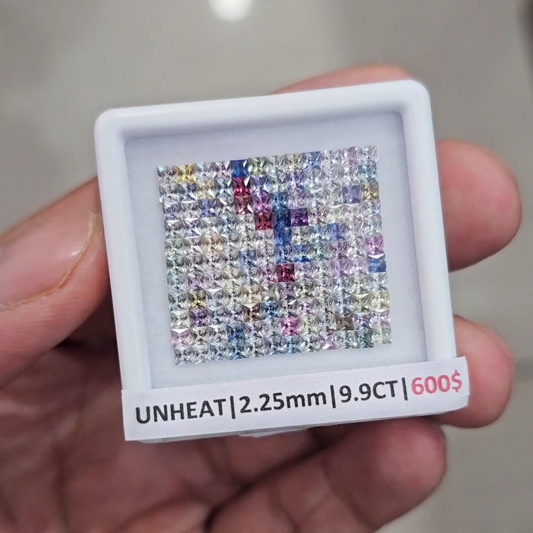 1 Box Of Natural Unheated Sapphire From Sri Lanka | 2.25mm| Square| Ideal Cut - The LabradoriteKing