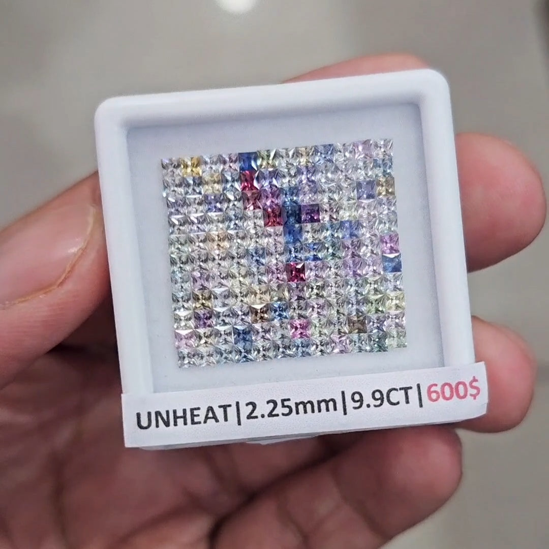 1 Box Of Natural Unheated Sapphire From Sri Lanka | 2.25mm| Square| Ideal Cut - The LabradoriteKing