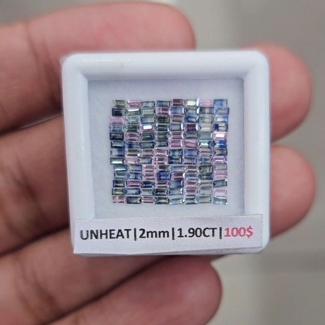 1 Box Of Natural Unheated Sapphire From Sri Lanka | 2mm| Rectangle | Ideal Cut - The LabradoriteKing