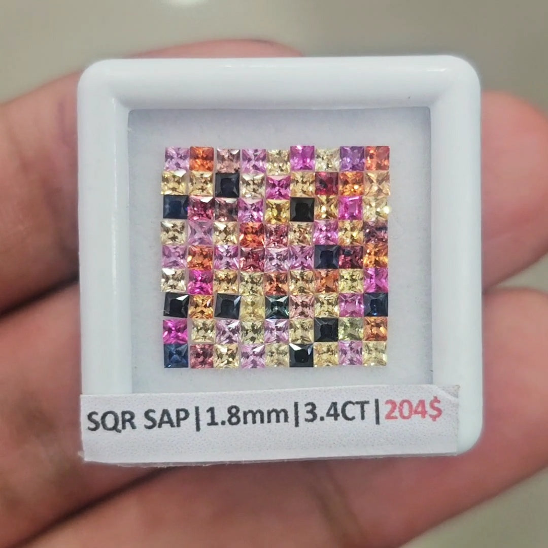 1 Box Of Natural Heated Sapphire | 1.8mm| Square | Ideal Cut - The LabradoriteKing