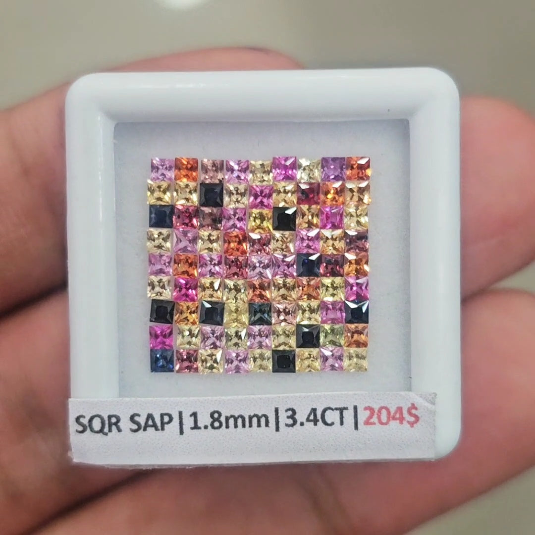 1 Box Of Natural Heated Sapphire | 1.8mm| Square | Ideal Cut - The LabradoriteKing