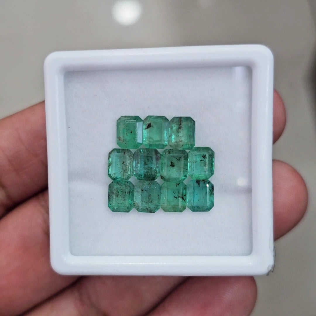 11pcs Of Natural Emerald Faceted | 6x5mm| Rectangle - The LabradoriteKing