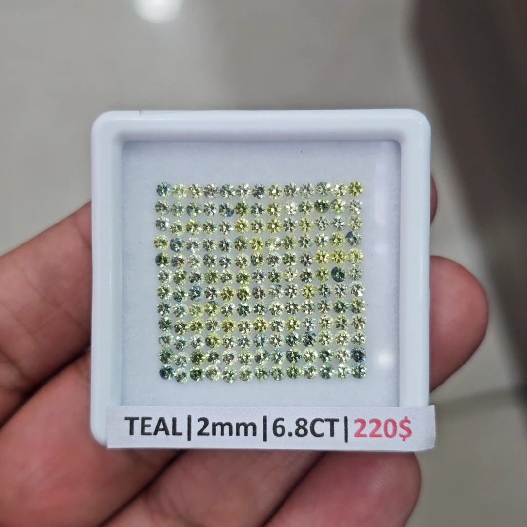 1 Box Of Natural Teal Australian Sapphire | 2mm| Round Ideal Cut - The LabradoriteKing