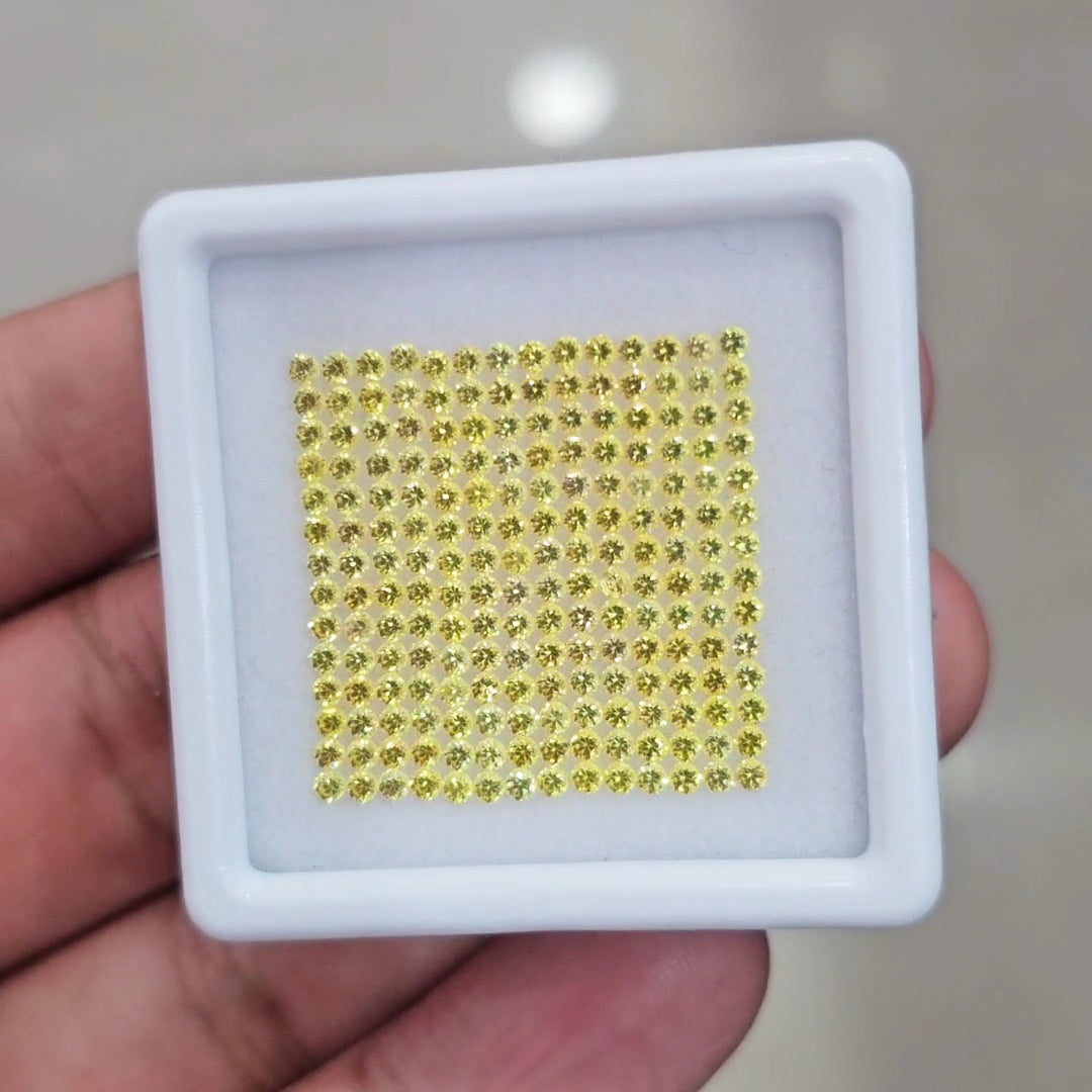 1 Box Of Natural Yellow Sapphire From Sri Lanka | 1.5mm| Round Ideal Cut - The LabradoriteKing