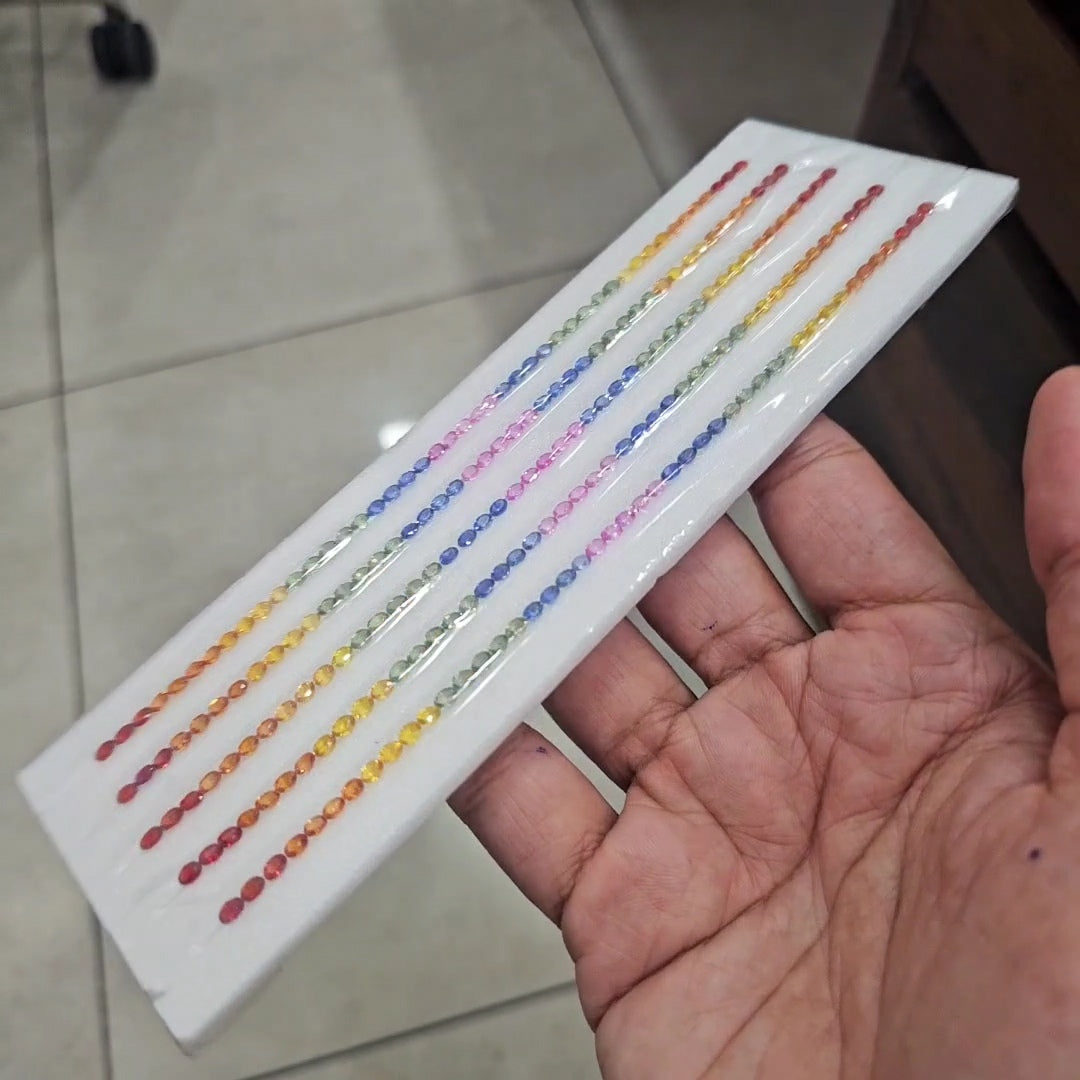 Natural Rainbow Sapphire 7'' Inches Line | One Line is 4x3mm Oval | 10.25cts - The LabradoriteKing
