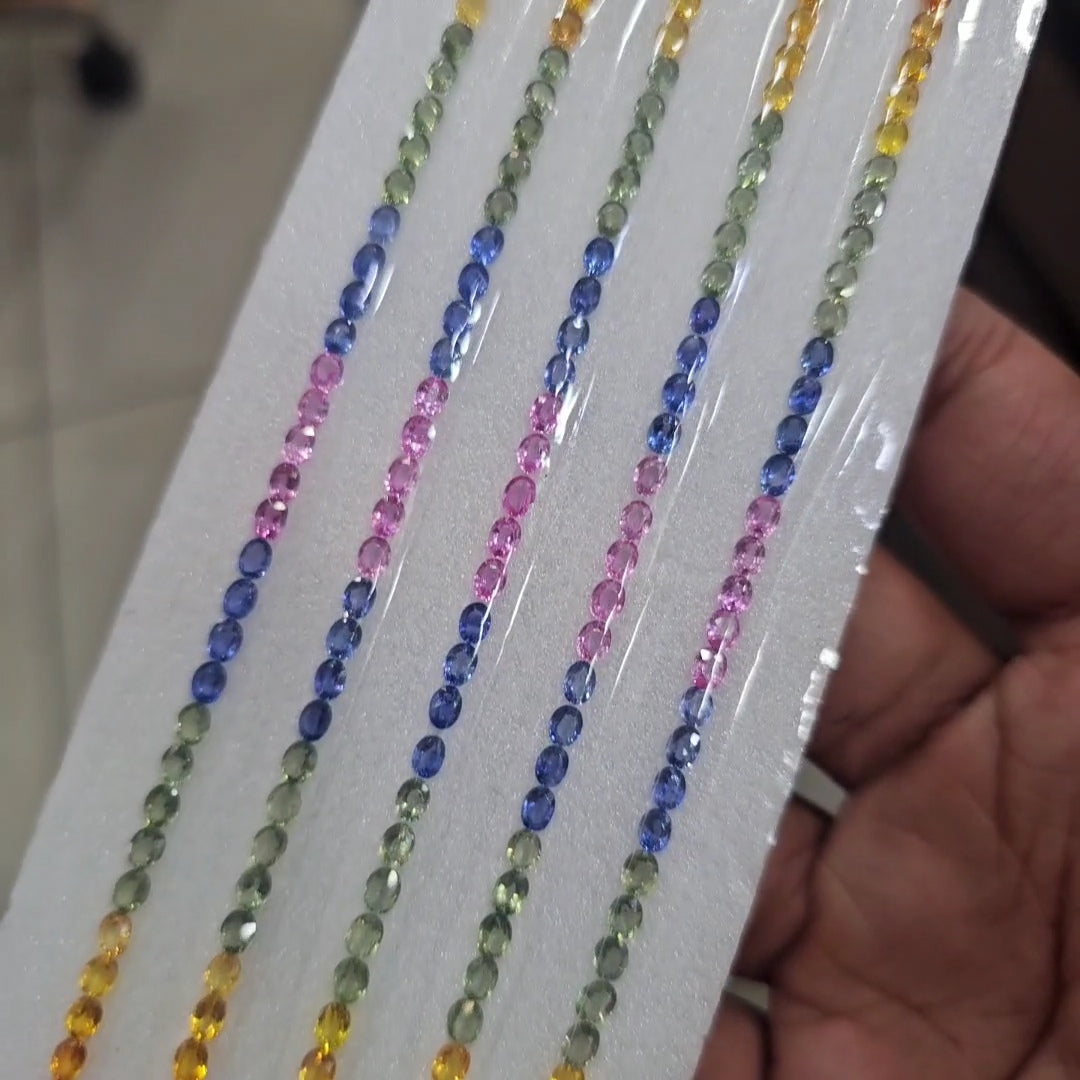 Natural Rainbow Sapphire 7'' Inches Line | One Line is 4x3mm Oval | 10.25cts - The LabradoriteKing