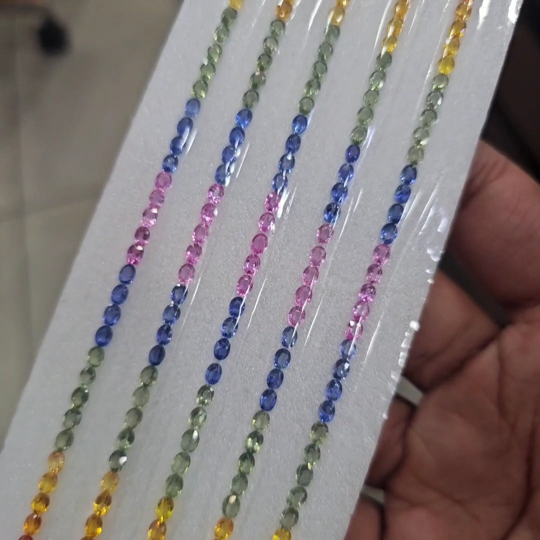 Natural Rainbow Sapphire 7'' Inches Line | One Line is 4x3mm Oval | 10.25cts - The LabradoriteKing