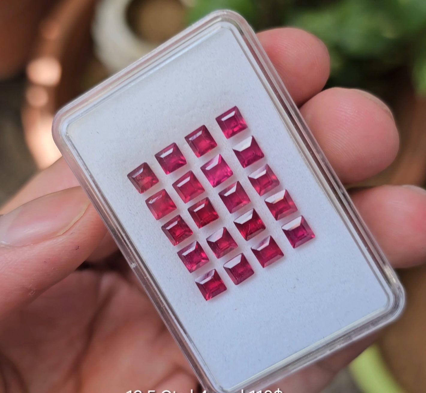 20 Pcs Of Natural Ruby Faceted Gemstone | Shape: Sqaure Size:4mm - The LabradoriteKing