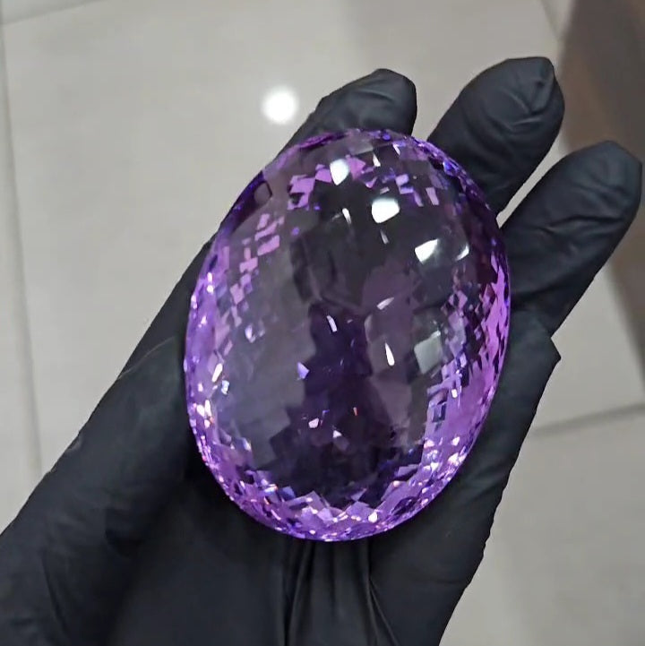 663 Cts | Natural Big Size Jumbos Lavender Amethyst Checker Cut | Oval Shape | 65x49mm - The LabradoriteKing