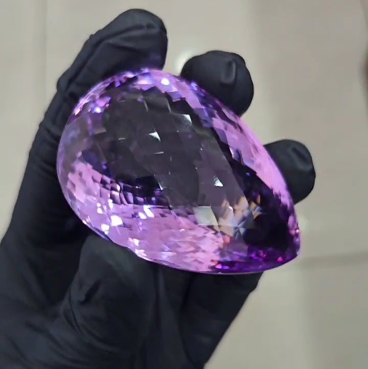 323.5 Cts | Natural Big Size Jumbos Lavender Amethyst Checker Cut | Pear Shape | 57x40mm - The LabradoriteKing