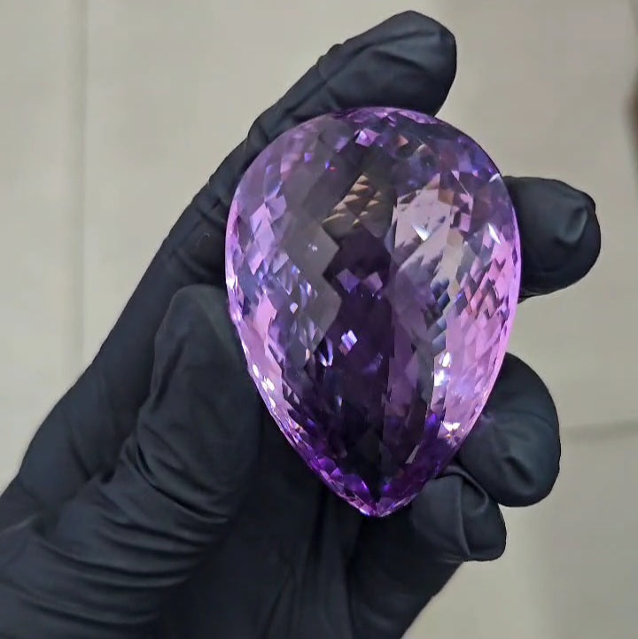 323.5 Cts | Natural Big Size Jumbos Lavender Amethyst Checker Cut | Pear Shape | 57x40mm - The LabradoriteKing