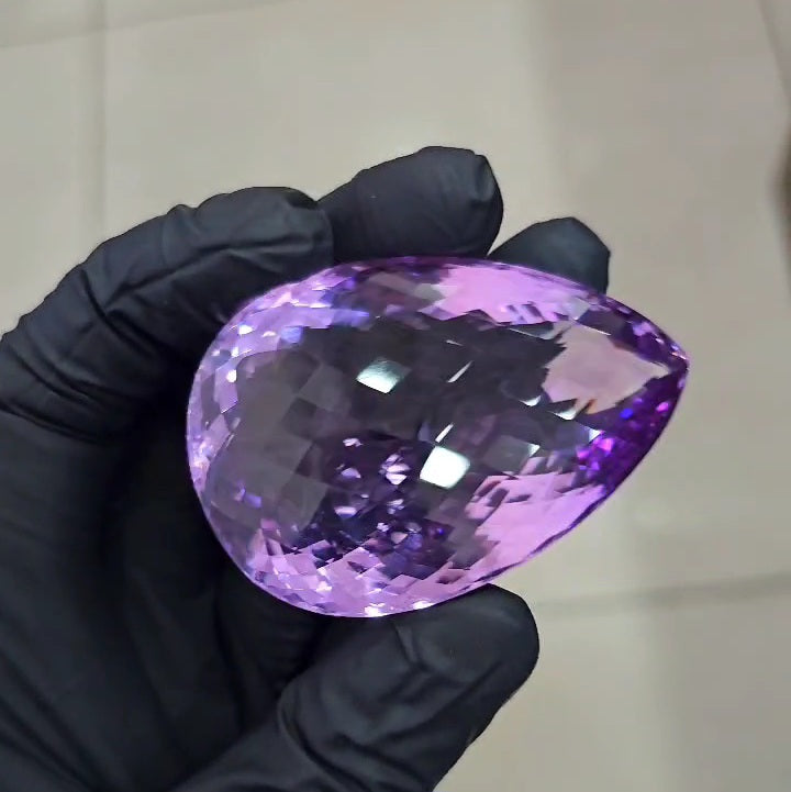323.5 Cts | Natural Big Size Jumbos Lavender Amethyst Checker Cut | Pear Shape | 57x40mm - The LabradoriteKing