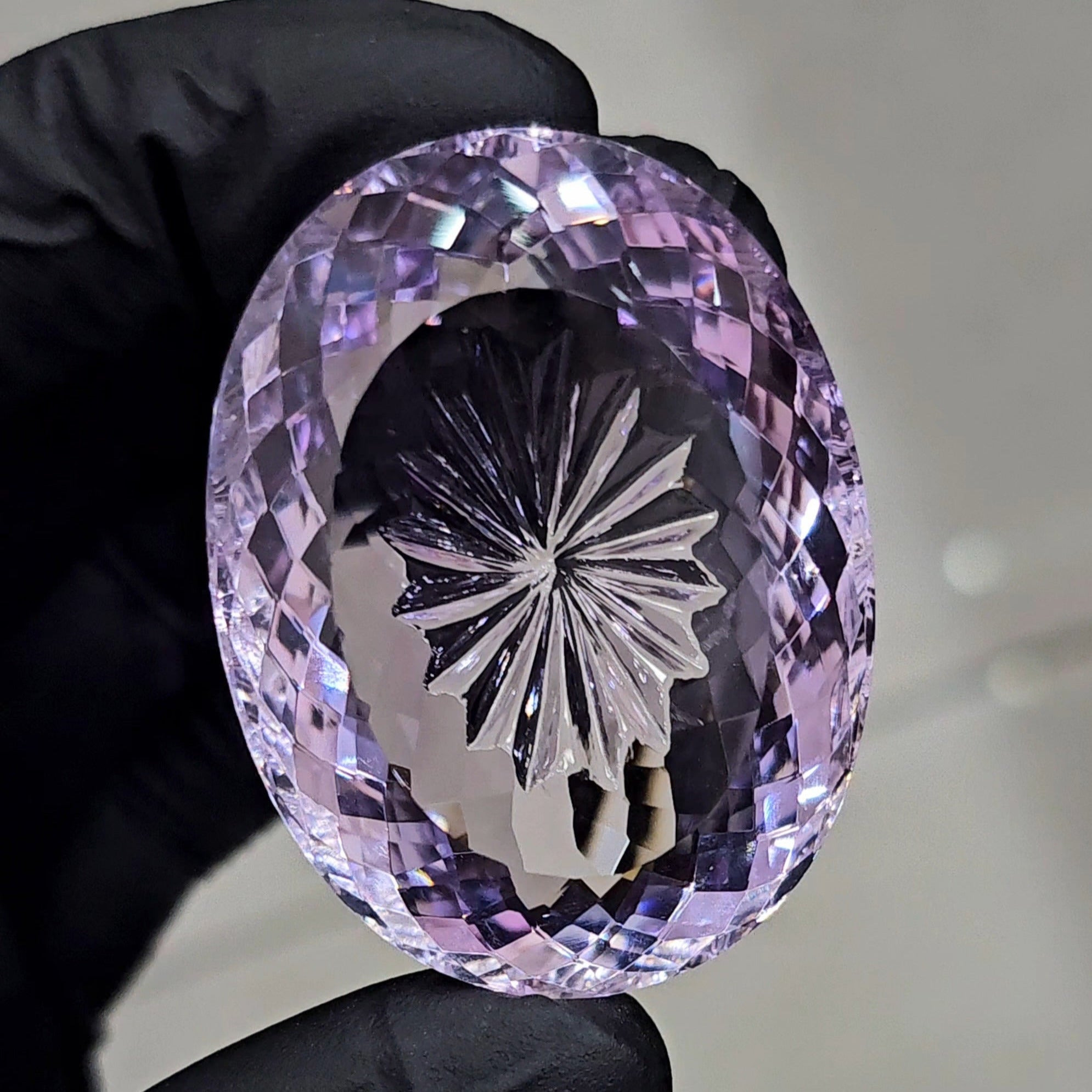 Natural Amethyst Carved Faceted |Oval Shape: | Size: 47x36mm - The LabradoriteKing