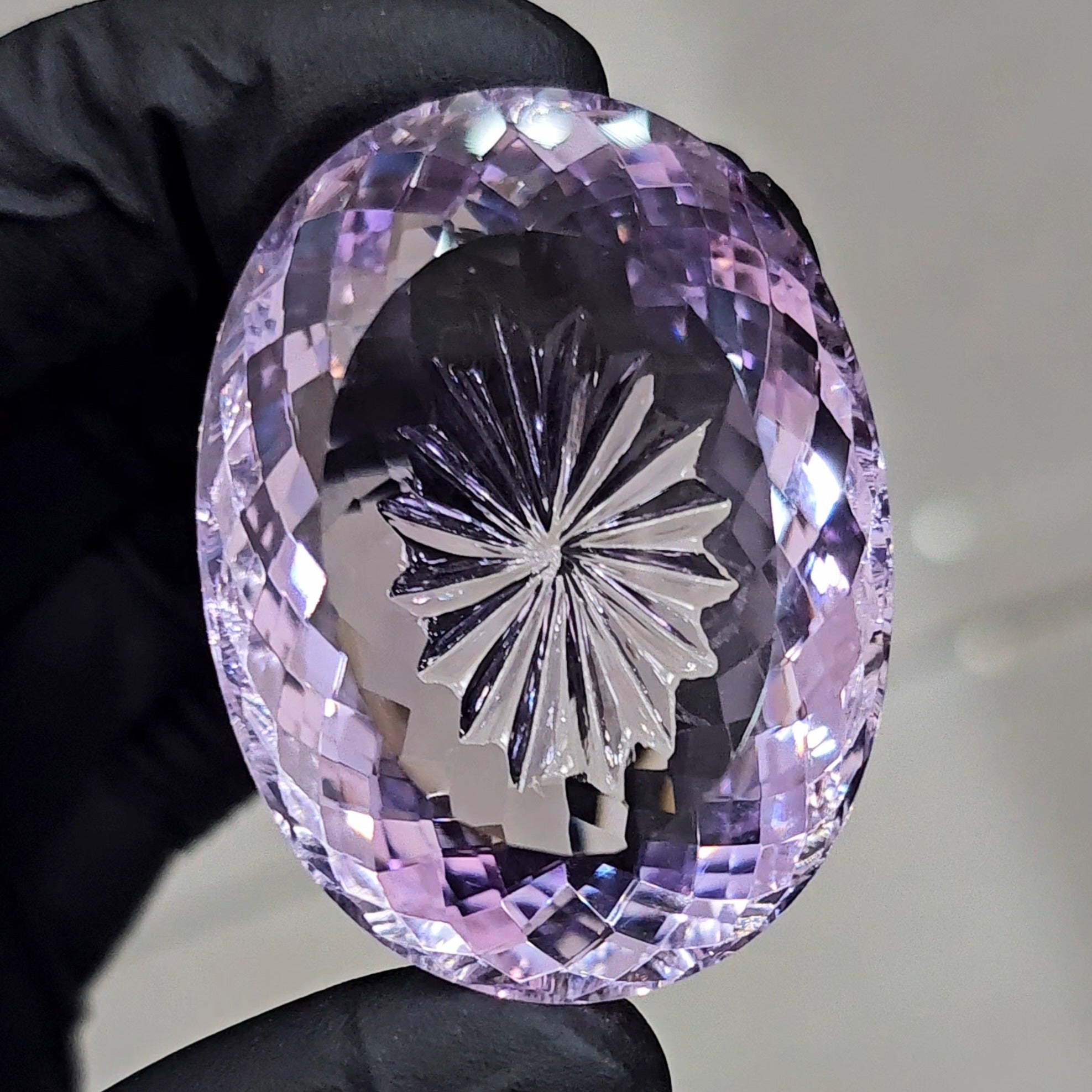 Natural Amethyst Carved Faceted |Oval Shape: | Size: 47x36mm - The LabradoriteKing