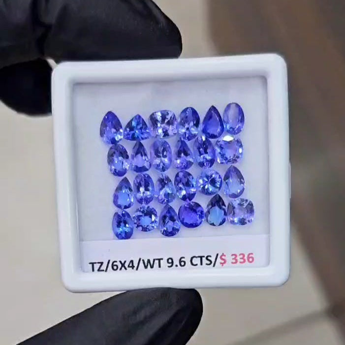24 Pcs Natural Tanzanite AAA Quality |Mix |Size 6x4mm| 9.6Cts