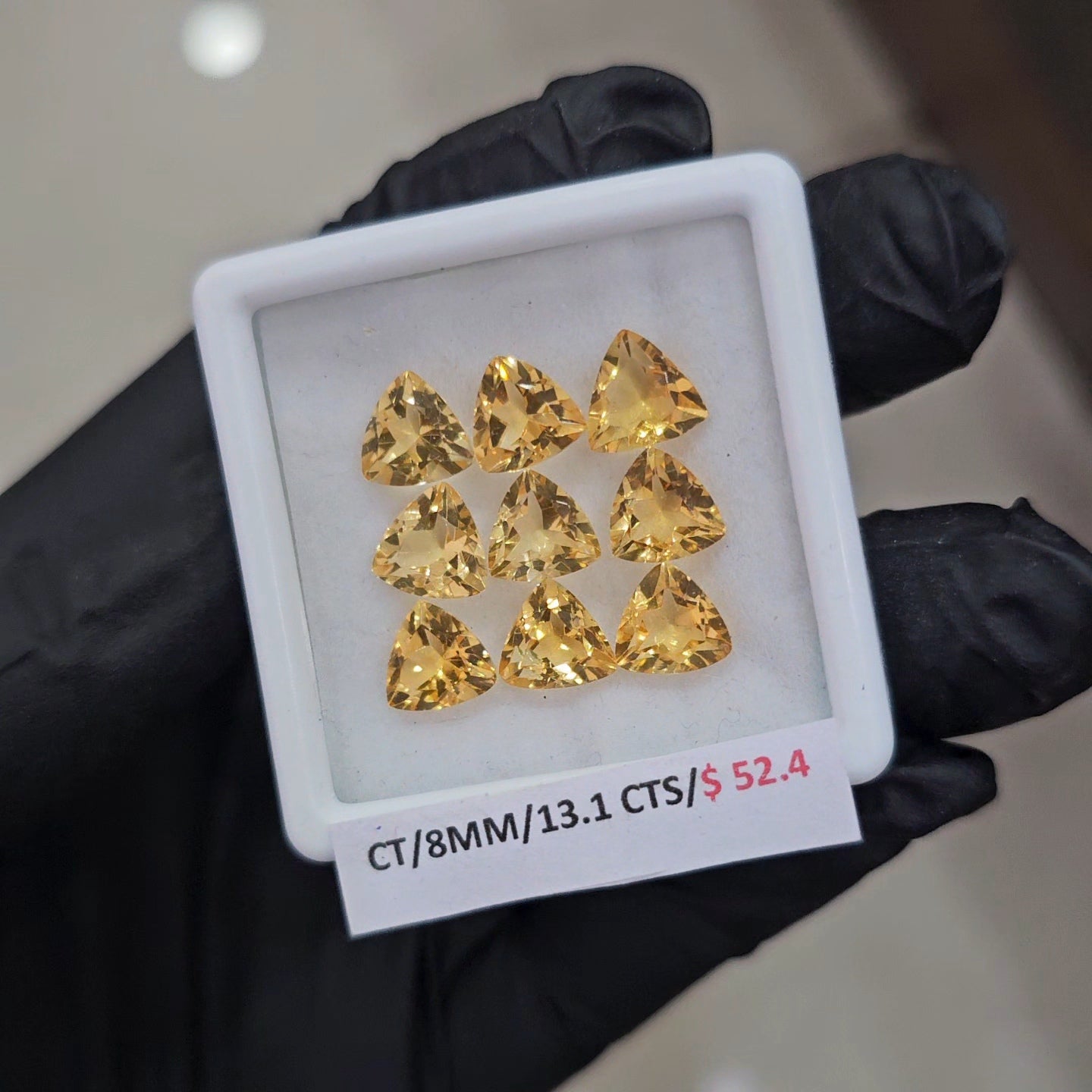 9 Pcs Of Natural Citrine Faceted | Shape: Trillion | Size: 8mm - The LabradoriteKing