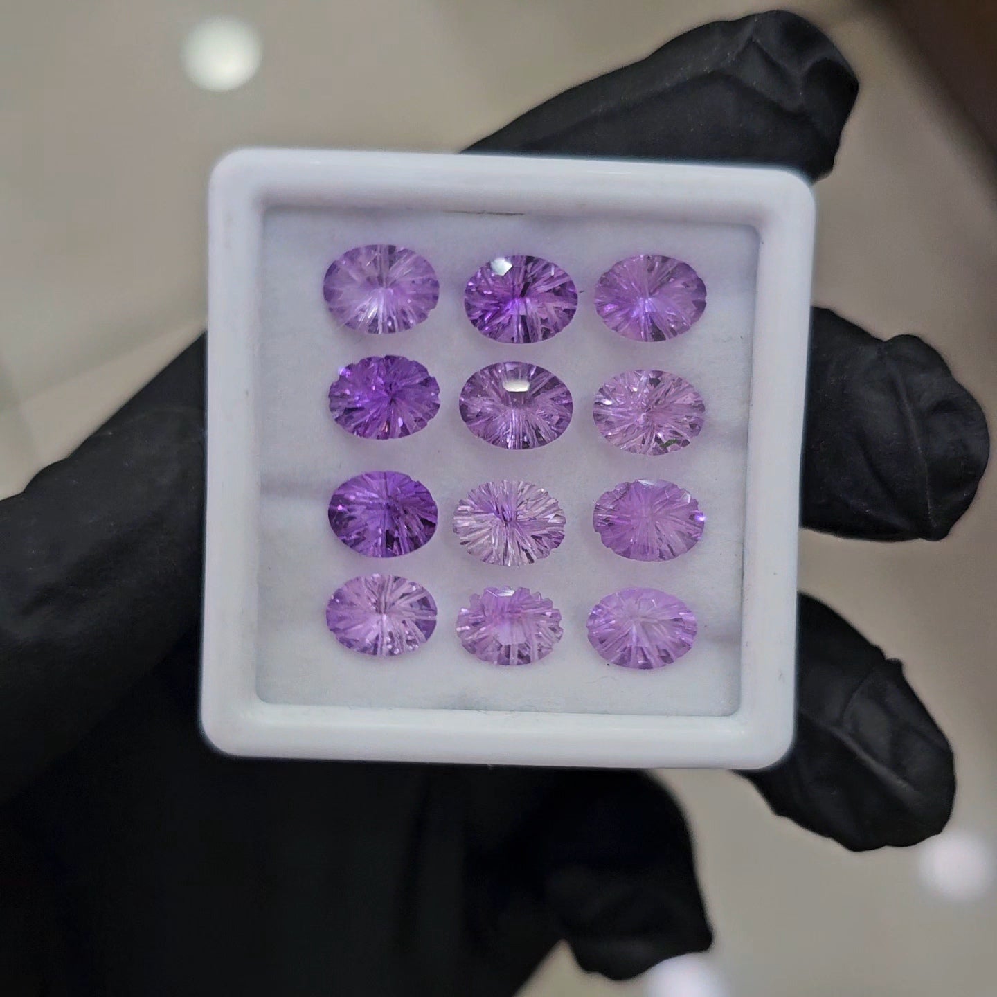 12 Pcs Natural Amethyst Craved | Shape: Oval | Size: 8X6mm - The LabradoriteKing