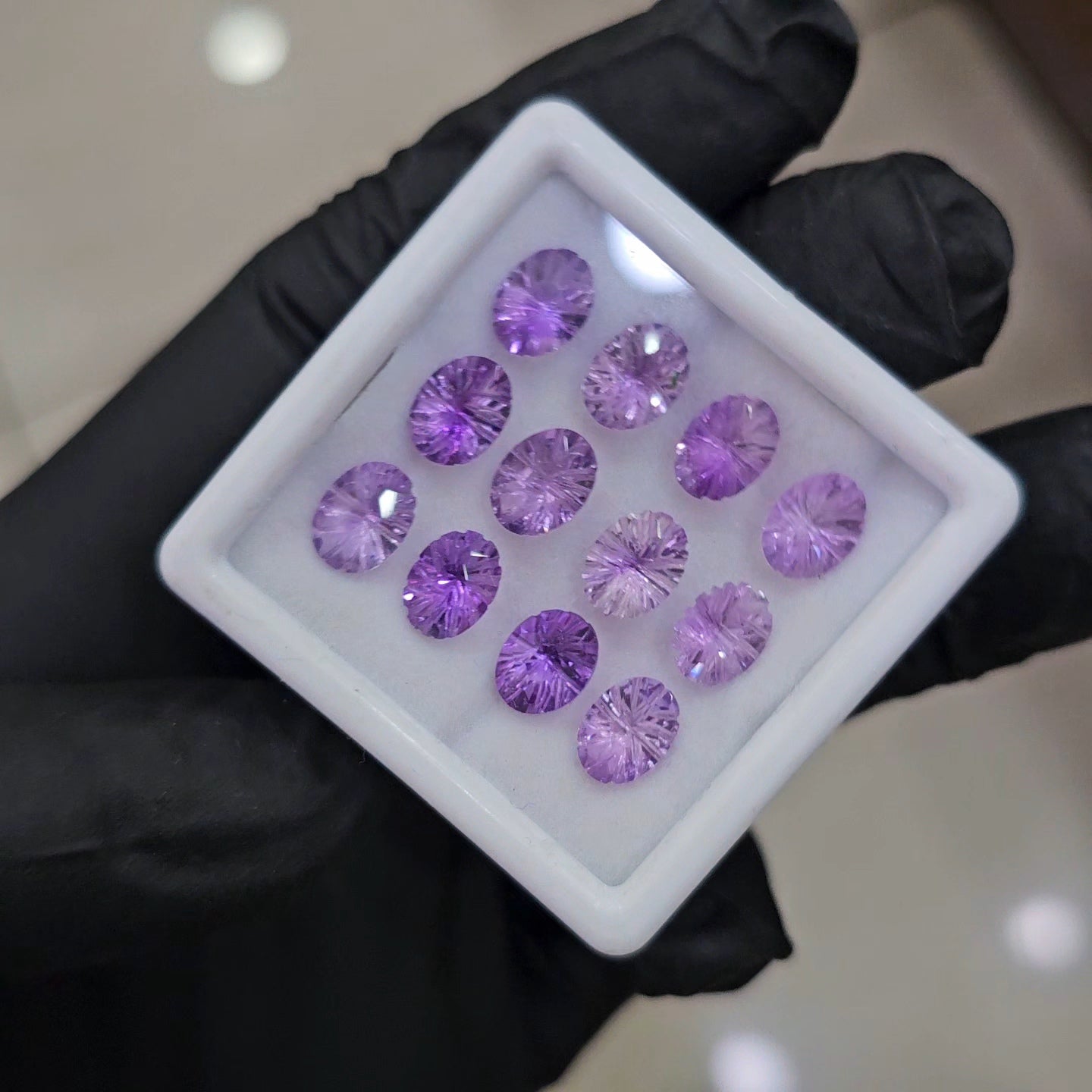 12 Pcs Natural Amethyst Craved | Shape: Oval | Size: 8X6mm - The LabradoriteKing