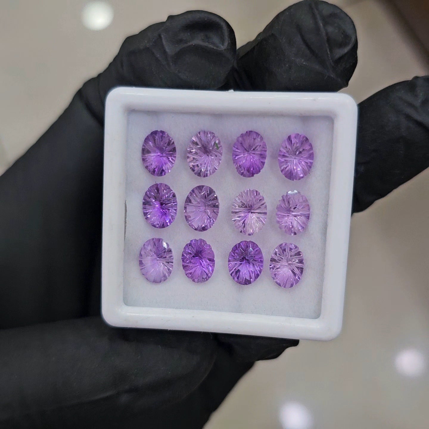 12 Pcs Natural Amethyst Craved | Shape: Oval | Size: 8X6mm - The LabradoriteKing