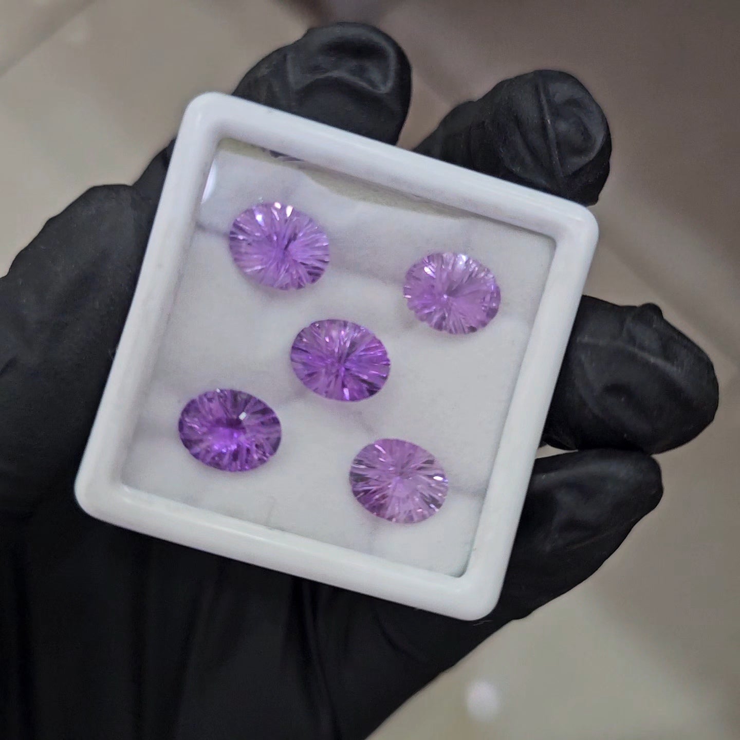 5 Pcs Natural Amethyst Craved | Shape: Oval | Size: 10X8mm - The LabradoriteKing